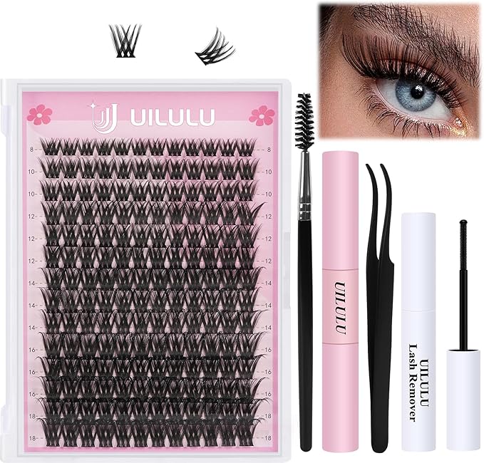 Lash Clusters kit 8-18mm DIY Eyelash Extension Kit 168 Natural Lash Clusters 0.07D D Curl Wispy Individual Eyelash Clusters False Lashes Eye Lash Extension Lash Kits
