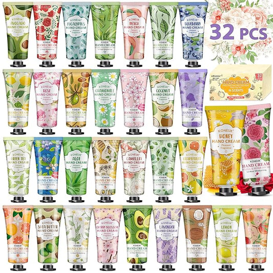 32 Pack Hand Cream Gift for Women, Bulk Hand Lotion Travel Size for Dry Cracked Hands, Mini Moisturizing Hand Cream for Christmas Gifts, Mom Gifts, Stocking Stuffers and Bridal Shower Favors
