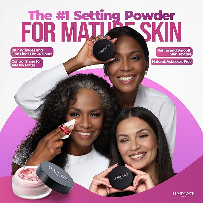 Original Luminance Milano Ultra Pink Powder Setting Powder Makeup – Mineral Loose Face Powder Makeup, Oil Control, Pore-Blurring, Matte Creaseless Baking, Ultra Pink