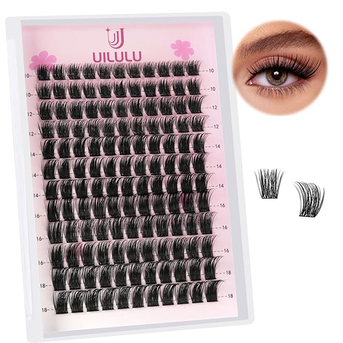 Lash Clusters 10-18mm Natural Lashes Clusters D Curl False Eyelash Clusters DIY Eyelash Extensions Individual Cluster Lashes (U08 Lashes Only)
