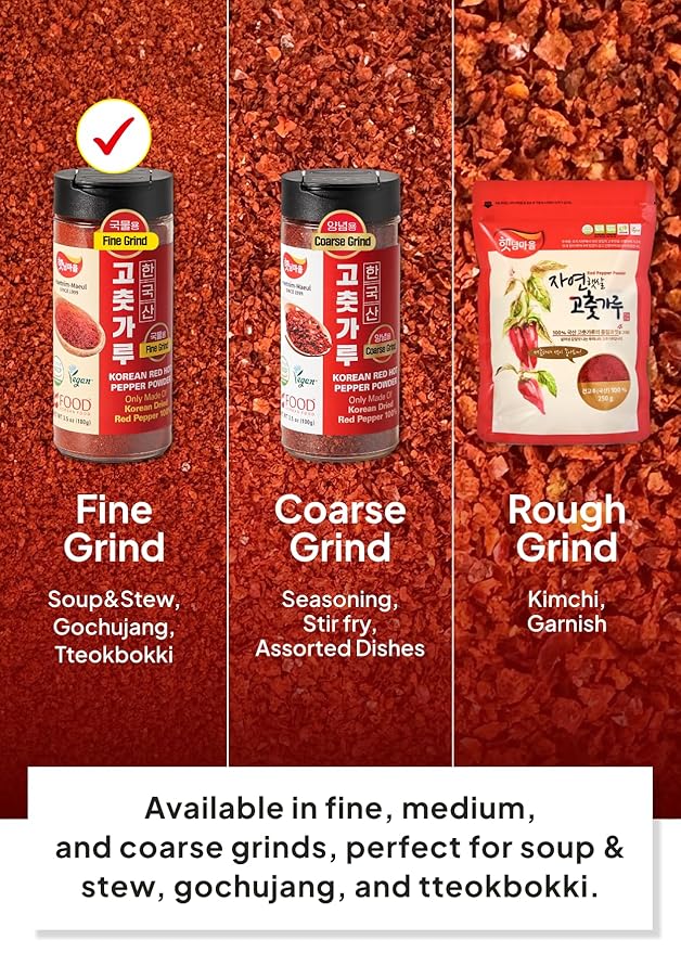 Korean Food Haetnim Maeul 100% Korean Red Chili Powder 3.5oz(100g) | Small Particle Powder for soups and stews | Vegan, NO MSG