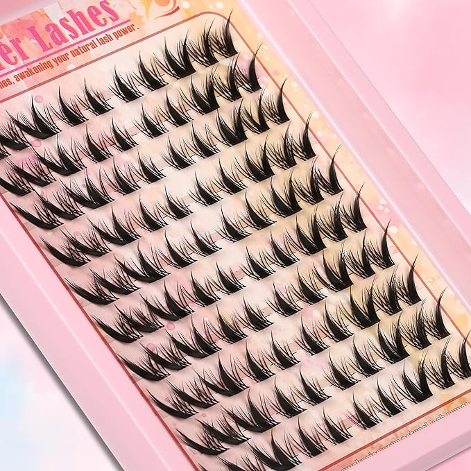 Gmagictobo Lash Clusters Lash Clusters Kit Manga Eyelash Clusters Spiky Clear Band Fairy Lashes Clusters Wet-Look C Curl Individual Anime Lashes Pack Lash Glue Lash Tweezers