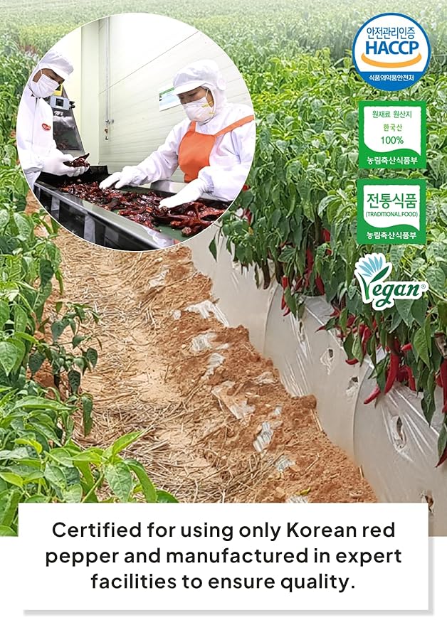 Korean Food Haetnim Maeul 100% Korean Red Chili Powder, Gochugaru Great for Kimchi 8.8oz(250g) Vegan, NO MSG, 고추가루, 한국산