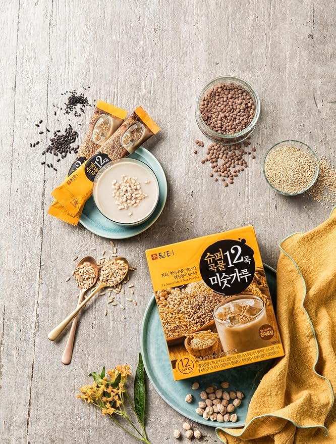 Damtuh Misugaru – Korean 12 Super Grain Mix Powder, Traditional Multigrain Meal Replacement Shake, Nutritious Korean Mixed Grain Powder Drink, 20g x 40 Sticks