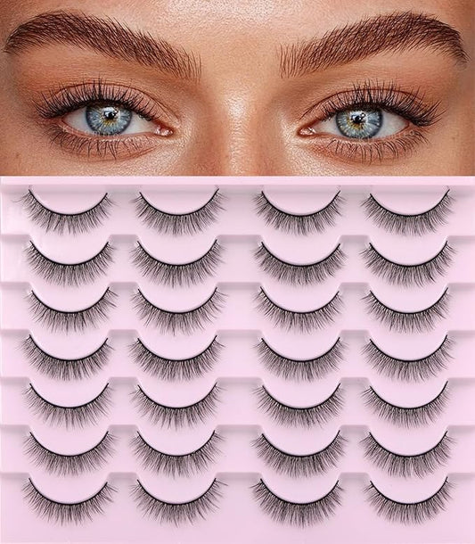 Kiromiro Natural Lashes Wispy Fake Eyelashes Nautal Look 10mm 3D Mink Lashes Extension Soft Strip Eyelashes Pack