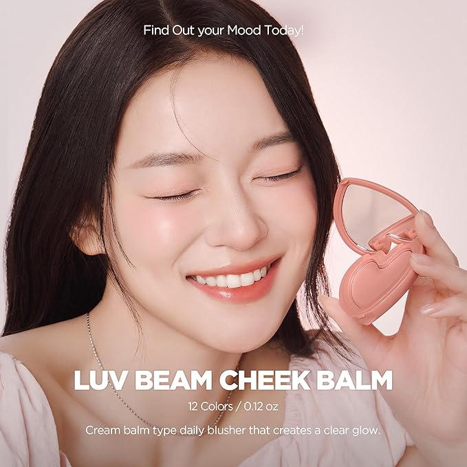 lilybyred Luv Beam Cheek Balm | Heart-Shaped Korean Cream Blush, Semi-Matte Finish, Long-Lasting, Blendable & Buildable, Soft Creamy Texture, Lightweight, Natural Flush, 0.12 oz. (11 Cozy Peach Beige)