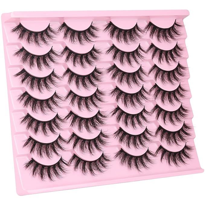 Lashes Wispy Faux Mink Lashes False Eyelashes 16mm(0.63inch) Eye Lashes 6D Volume Fake Lashes pack by Kiromiro 14 Pairs