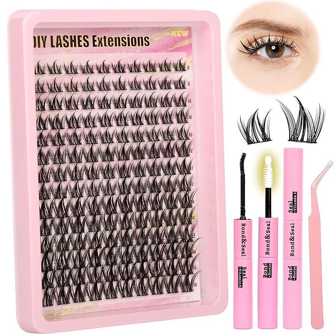 Gmagictobo Lash Clusters Manga Lash Clusters Kit Wispy Lash Extension Kit Natural Fairy Eyelash Clusters Spiky Lash Cluster Glue Lash Tweezers