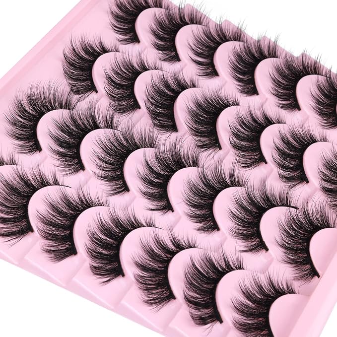 EyeLashes Natural Look 16mm Faux Mink Lashes 3D Cat Eye Wispy Eyelashes 6D Volume False Lashes Pack by Kiromiro