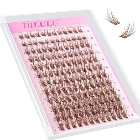 Brown Lash Clusters 10-18mm Wispy Lash Clusters DIY Eyelash Extensions Individual Cluster Lashes (U19 Lashes Only)