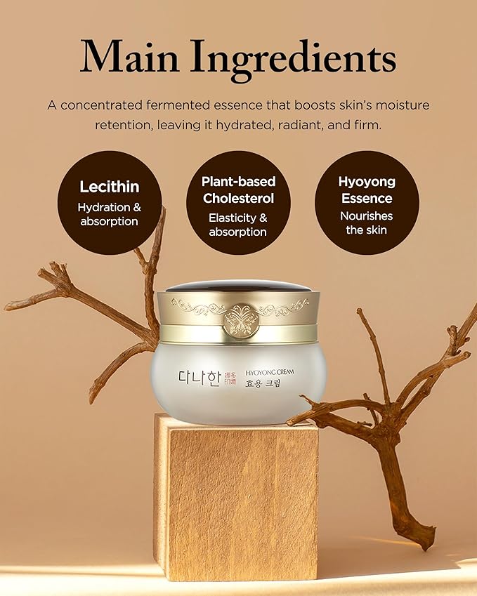 Hyoyong Cream Korean Traditional Herbal Fermented Face Moisturizer Anti-Aging Formula with Royal Jelly, Lecithin for Firmness Elasticity Intensive Nourishing, 1.69 oz.