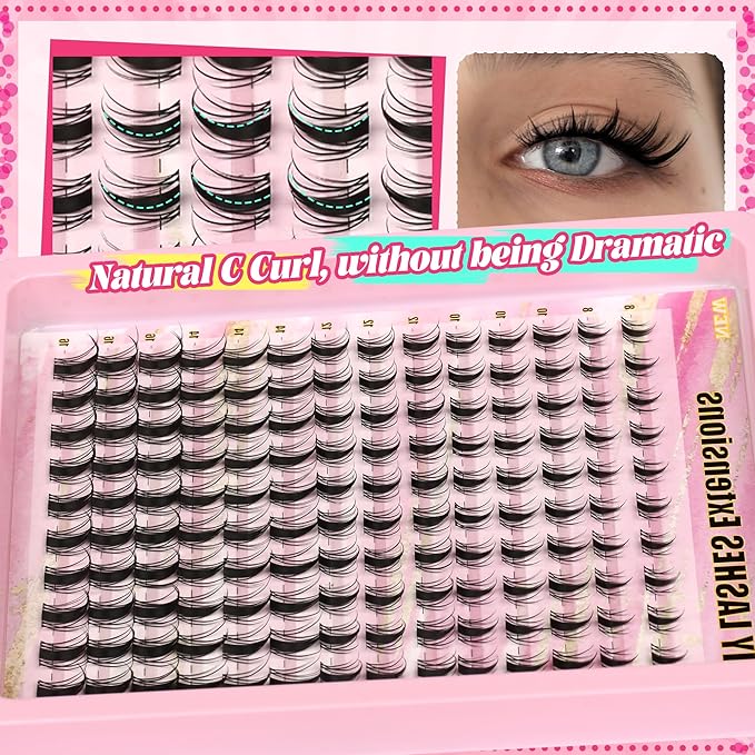 Gmagictobo Lash Clusters Manga Lash Clusters Kit Clear Fairy Eyelash Clusters Wet-Look Spiky Anime Lashes Pack C Curl Individual Lashes Lash Glue Lash Tweezers