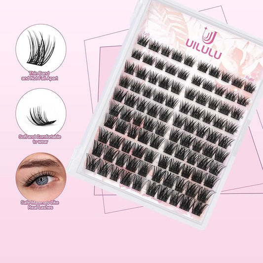 Lash Clusters Kit 10-18mm D Curl Clusters Eyelash Extensions Kit False Eyelash Clusters DIY Eyelash Extensions Individual Cluster Lashes (U017 Lashes Only)