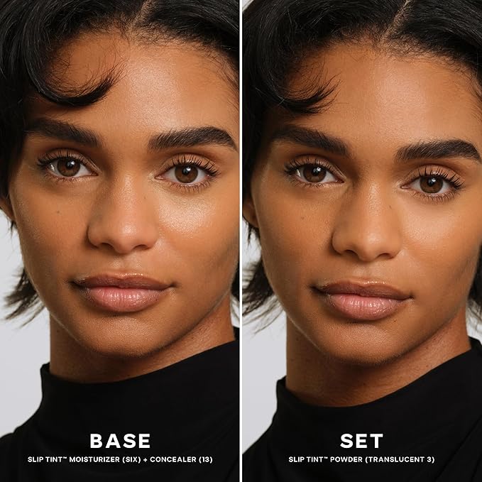 Saie Slip Tint Baked Setting Powder - Translucent Powder for Face Makeup with a Natural-Radiant Finish - Blurs, Brightens & Smooths Complexion - Translucent 3 - Medium to Tan (0.24 oz)