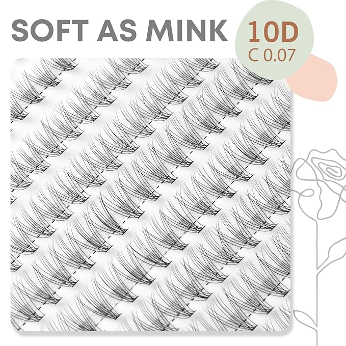 Individual Lashes, Lash Clusters, 240 Pcs 10D Individual Lash Extensions, Natural Soft Lightweight Reusable, Thickness 0.07mm C Curl False Eyelashes 10/11/12/13/14mm (10D 10-14mm)