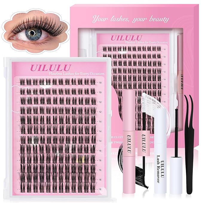 Lash Cluster Kit Wispy Waterproof Lash Extension Kit DIY at Home Lash Extensions (U15 Kit)
