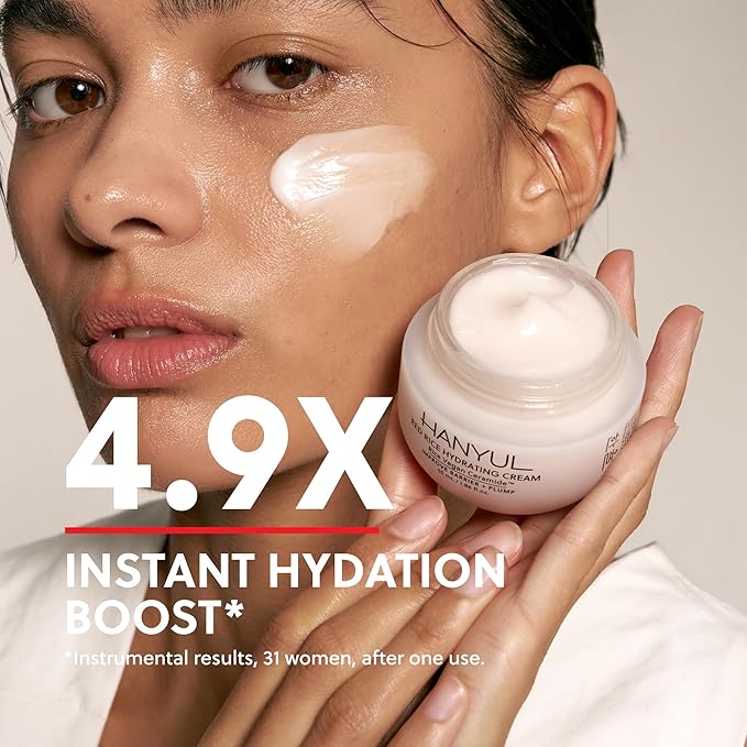 Hanyul Red Rice Hydrating Cream with Fermented Rice Extract, Collagen | Korean Vegan Ceramide Moisturizer for Deep Hydration, Radiant Skin Glow, Firming & Barrier Support, 1.86 fl. oz.