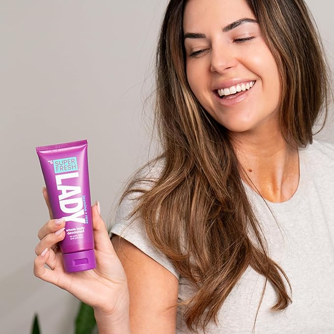 Super Fresh Lady Whole Body Deodorant for Women Aluminum Free Powder Lotion for Privates Body and Skin Folds Controls Odor and Keeps You Fresh Jasmine Rose Scented Feminine Hygiene Care 4 oz Tube