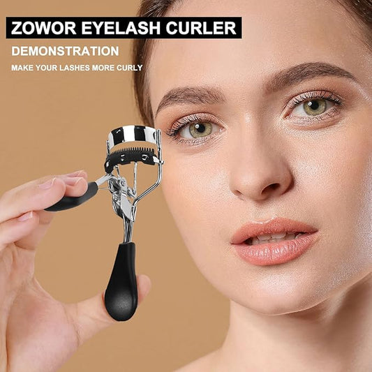 Eyelash Curler with Comb Fit All Eye Shape Curved Eyelash Curlers,Natural and Long Lasting Lash Curler for Women Make Up Gift(Black)