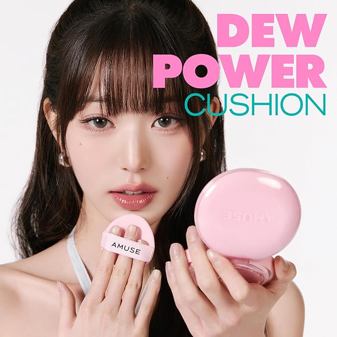 Amuse SEOUL DEW POWER VEGAN CUSHION FOUNDATION (03 HONEY) | Dewy, glow, long-lasting, double coverage, clean beauty, lightweight, natural look, foundation for sensitive skin, hydrating cushion