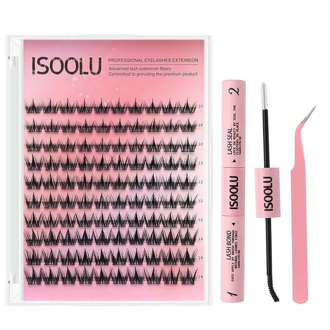 Fairy Lash Clusters Manga Individual Lashes C Curl Wispy Eyelash Clusters WideSpan Eyelash Extension Kit with Lash Bond and Seal Wet-Look Spiky Cluster Lashes (Cutey KIT 240)