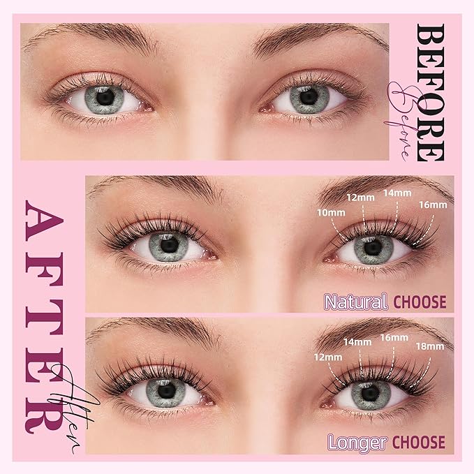 Lash Clusters Kit 10-18mm D Curl Clusters Eyelash Extensions Kit False Eyelash Clusters, DIY Lash Extension Kit with Lash Bond & Seal, Lash Glue Remover, Lash Tweezers U17 Kit