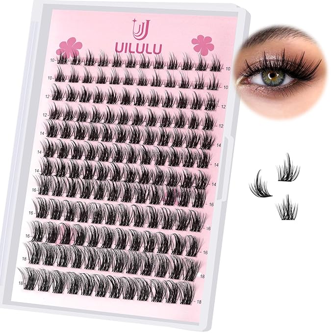 Lash Clusters 10-18mm Natural Lashes Clusters D Curl False Eyelash Clusters DIY Eyelash Extensions Individual Cluster Lashes (U06 Lashes Only)