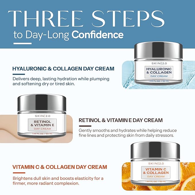 Moisturizer Creams Value Set - Dermatologist Tested, Hydrating - Anti-Aging, Clean Beauty, Natural Ingredients, Cruelty-Free Korean Skin Care for All Skin Types (3-Pack)