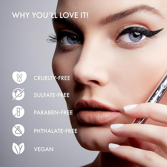 UZO Liquid Eyeliner Waterproof, Precise Felt Tip Eye Liner Pen, High Pigmented Black Liquid Eyeliner, Long Lasting & Smudge-proof, Vegan & Cruelty-free, Satin Finish - Easy Glide & Quick Dry