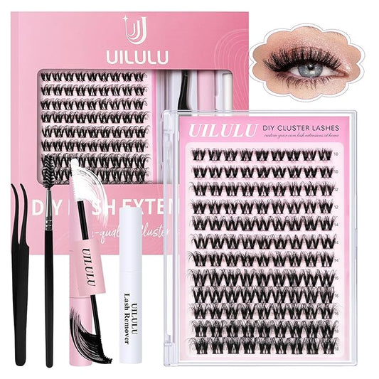 Lash Clusters kit 10-18mm DIY Lash Extension Kit 108 D Curl Fluffy Lashes Clusters 0.07D Individual Lashes Clusters False Eyelashes Natural Eye Lash Kits Extensions Kit
