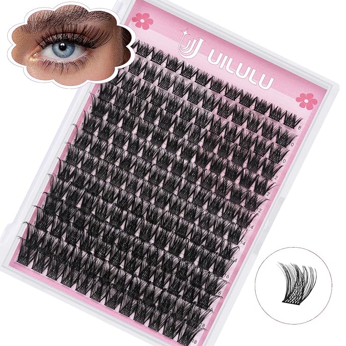 Lash Clusters D Curl Individual Lashes 0.07D 8-18 MIX 168 Eyelashes Clusters Lashes DIY Lash Extensions at Home False Lashes Wide Band Wispy Eye Lash Clusters(U04, 8-18mix)