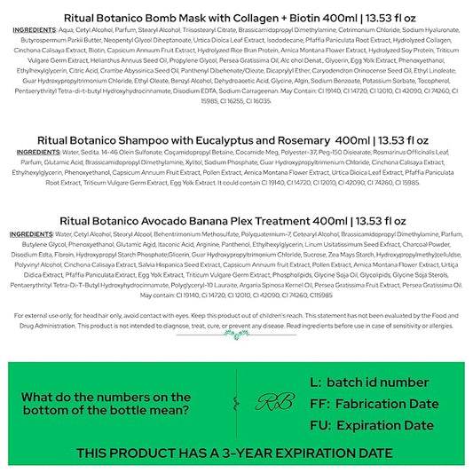 Aftercare for Ritual Botánico Keratina Orgánica | Treatment to Straighten, Repair and Relax Hair | All Natural, Organic & Vegan Ingredients | Product of Colombia (3 Piece Kit-Grasa Shampoo)