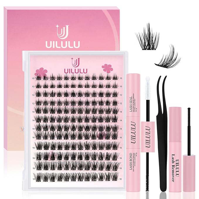 Lash Clusters kit 10-18mm DIY Lash Extension Kit 144 D Curl Lash Clusters 0.07D Wispy Individual Lashes Clusters False Eyelashes Eye Lash Extension Lash Kits Extensions Kit U06 Kit