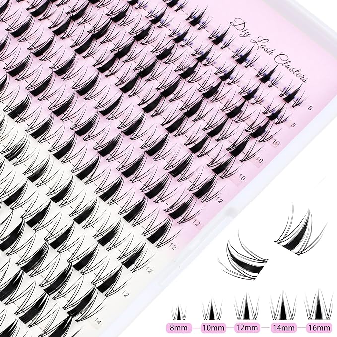 Lash Clusters Fairy Lash Clusters Manga Eyelash Clusters 140pcs Cluster Eyelash Extensions D Curl Individual Lashes 8-16mm Mix Length (QF-0.07D-8-16)