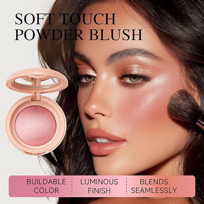 PHOFAY Luminous Blush Powder-Multi-Use Formula, Ultra-Fine & Smooth, Longer-Lasting Wear with Natural Luminous Glow (02#)
