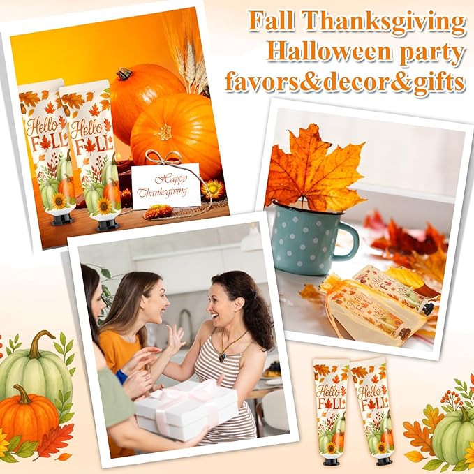 48 Sets Hello Fall Hand Cream Gifts Bulk Baby Shower Hand Cream Travel Size Lotion Bulk Fall Thanksgiving Party Supplies Favors Birthday Wedding for Guest
