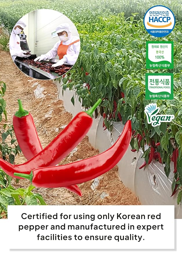 Korean Food 100% Korean Chili Powder Bundle – Fine (3.53oz / 100g) & Coarse (3.53oz / 100g) Red Pepper Powder for Soups, Stir-fry & Kimchi