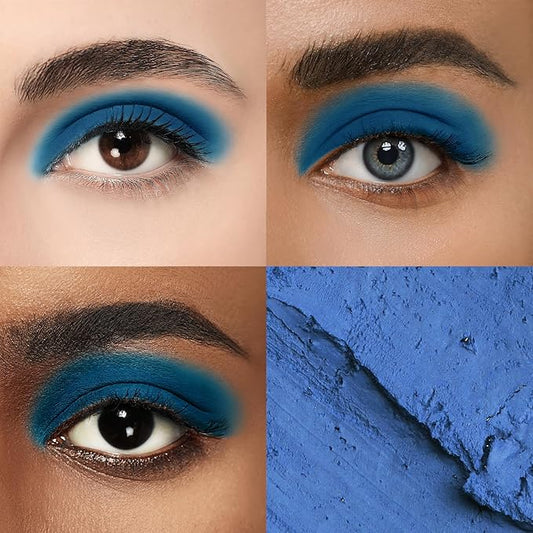 Cream Waterproof Hypoallergenic Eyeshadow Stick, long wear Metallic Glitter Matte Eye Shadow Pencil With Makeup Brush, Eye Brightener, 61 Sapphire Matte