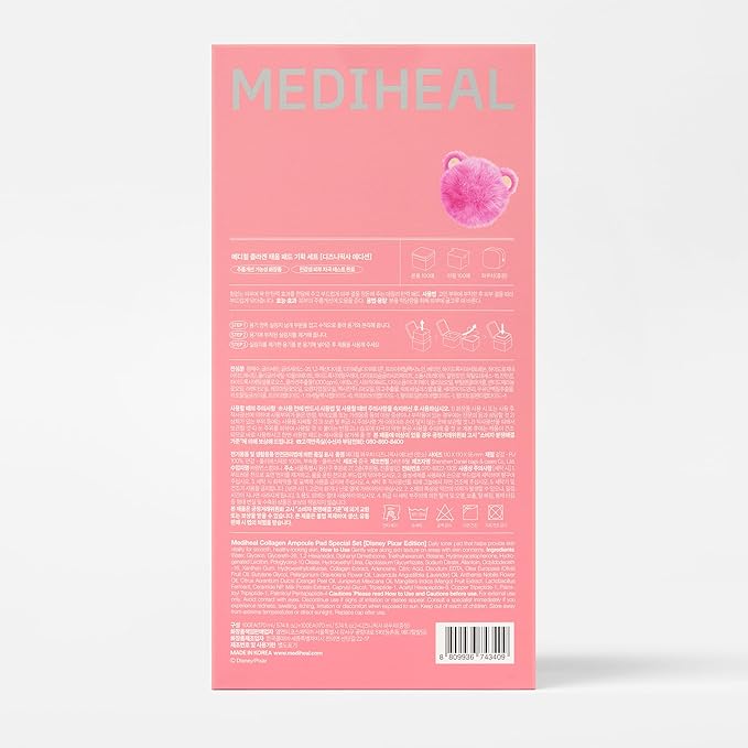 MEDIHEAL Collagen Ampoule Toner Pads [Disney Pixar Edition] - Skin Firming & Restore Elasticity & Deep Hydration - Tighten Wrinkles & Lines - Vegan Face Gauze, Full Size 100 + Refill 100 (200 Pads)