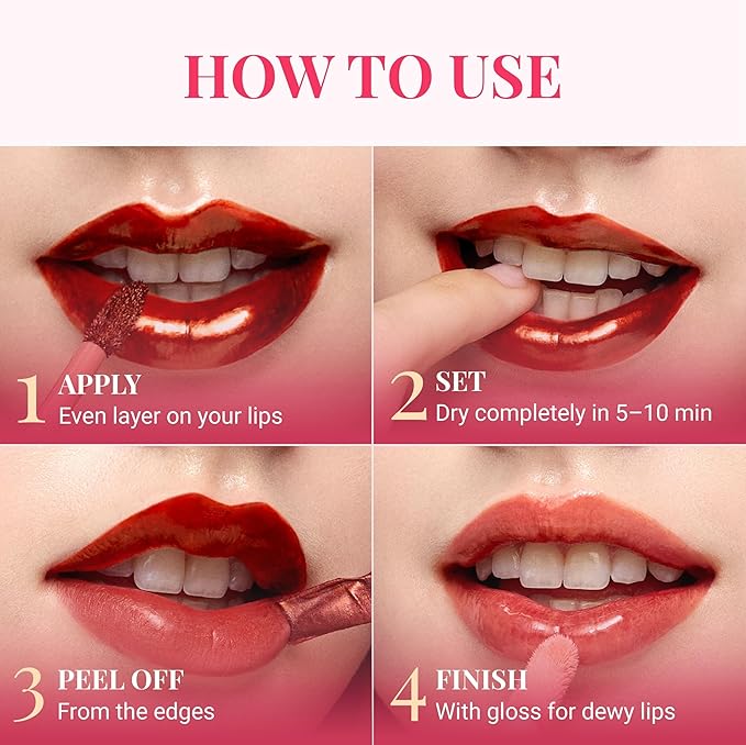 Peripera Ink Peel Off Lip Stain - Long Lasting, Transfer-Proof, Waterproof Korean Lip Tint with Color-Changing Peel-Off Formula (02 DEAR ROSE)