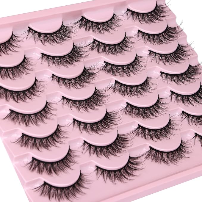 Wispy Lashes 14mm Cat Eye False Eyelashes Natural Look Faux Mink Lashes Short Natural Lashes Pack by Kiromiro