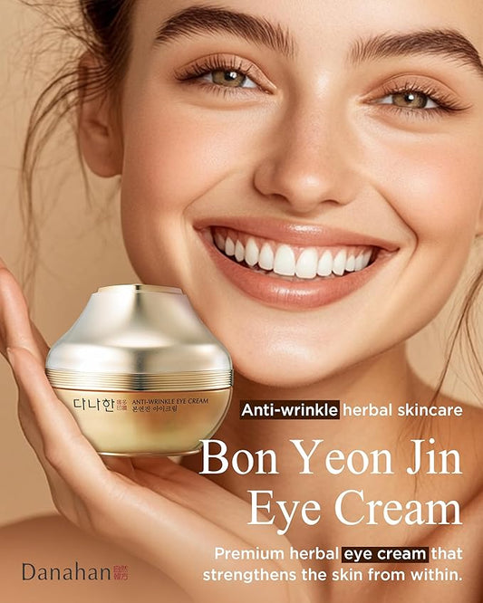 Bon Yeon Jin Korean Red Ginseng Eye Cream Duo Set - Anti-Aging Treatment for Dark Circles Fine Lines with Ceramide and Shea Butter, Intensive Skincare, 1.01 oz.