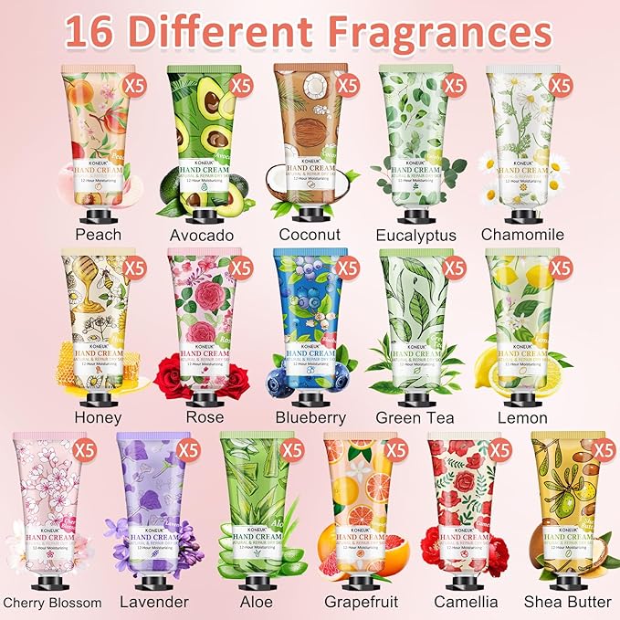 80 Pack Hand Cream Set for Dry Cracked Hands, Bulk Hand Lotion Travel Size for Stocking Stuffers, Mini Hand Cream for Christmas Gifts, Birthday Gifts and Bridal Shower Gifts for Guests