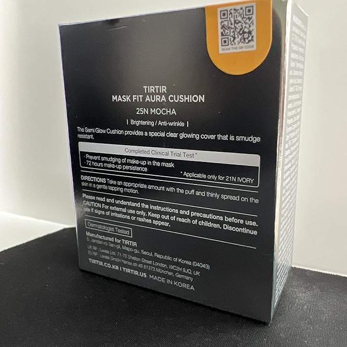 TIRTIR Mask Fit Aura Silver Cushion Foundation | Semi-glow Finish, Natural Coverage, Moisturizing, Lightweight, Korean cushion foundation (#25N Mocha, Full Size, 0.63 Fl Oz)