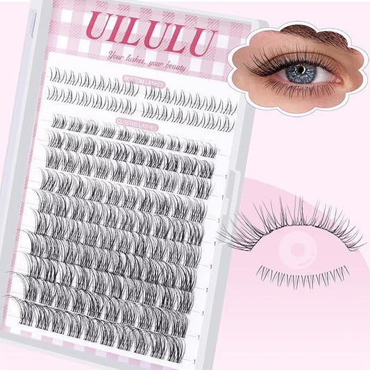 Natural Lash Clusters 8-18mm with 5mm Bottom Lashes Natural Eye Lashes Wispy Lash Clusters False Eyelash Clusters DIY Eyelash Extensions Individual Cluster Lashes (U18 Lashes Only)