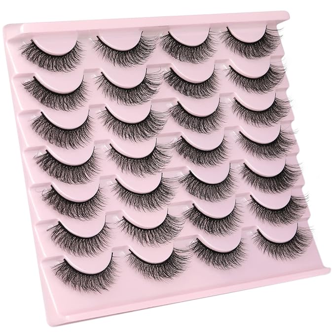 Wispy Mink Lashes 14mm 3D False Eyelashes Natural Look Cat Eye Short Strip Lashes Pack by Kiromiro