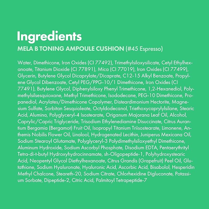 Easydew Mela B Toning Ampoule Cushion - 2-in-1 Korean Skin Care & Face Beauty Makeup - Age-Defying Full Coverage Cushion Foundation with Niacinamide & Hyaluron-Vital C 0.45 oz (#45 Espresso)