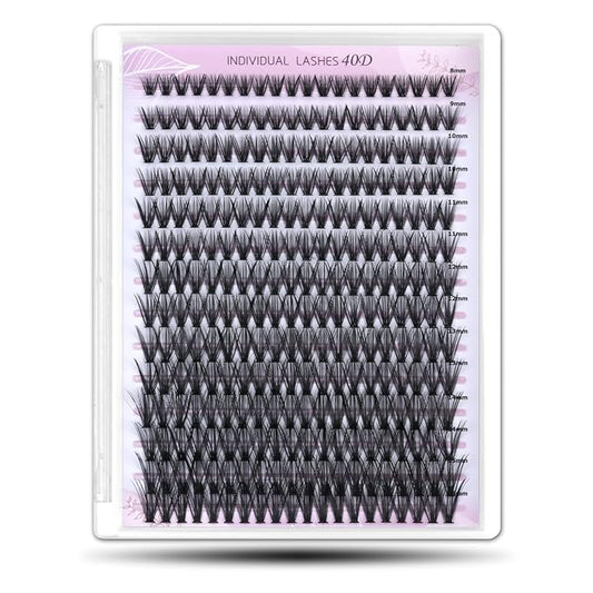 Individual Lashes, Lash Clusters, 280 Pcs 40D Individual Lash Extensions, Natural Soft Lightweight Reusable, Thickness 0.07mm C Curl False Eyelashes 8/9/10/11/12/13/14/15/16mm (40D 8-16mm)