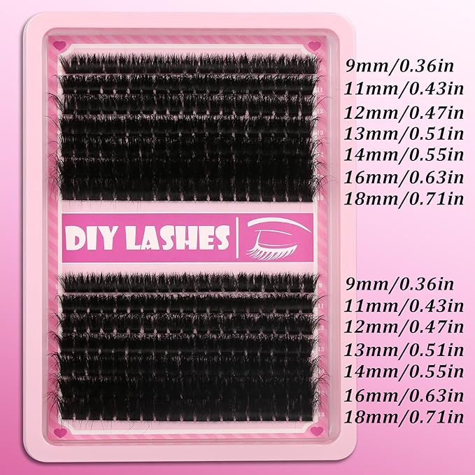 Gmagictobo Lash Clusters C Curl Lash Clusters Kit Lashes Clusters 280 Pcs Individual Eyelash Clusters DIY Lash Extension Kit for Self Application (9-18MM) Mix Lash Glue and Tweezers