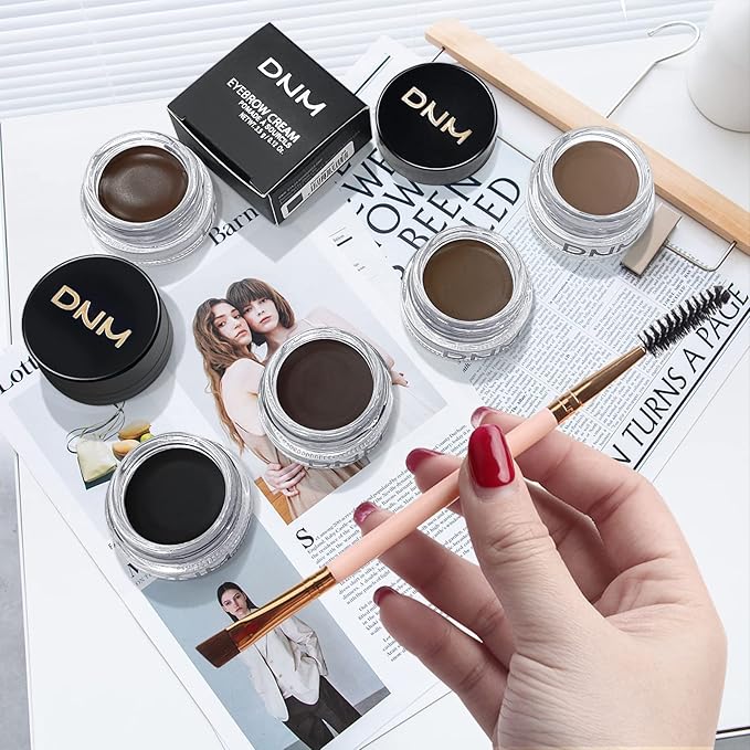 2Pcs Brow Pomade Set with Dual-ended Eyebrow Brush, High pigment Water proof Natural finish Eyebrow Makeup Set with Eyebrow Brush for Women and Girls（06#）